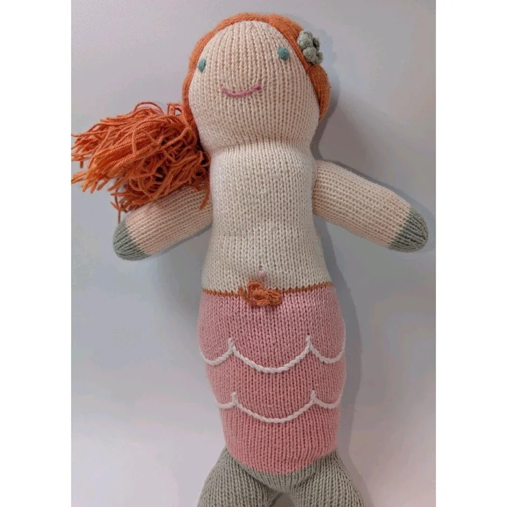 BLABLA Melody the Mermaid Knit Plush Doll Orange Hair 18” Soft Toy Pink Peru